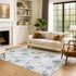 8' X 10' Sky Blue And Ivory Abstract Geometric Washable Area Rug With UV Protection
