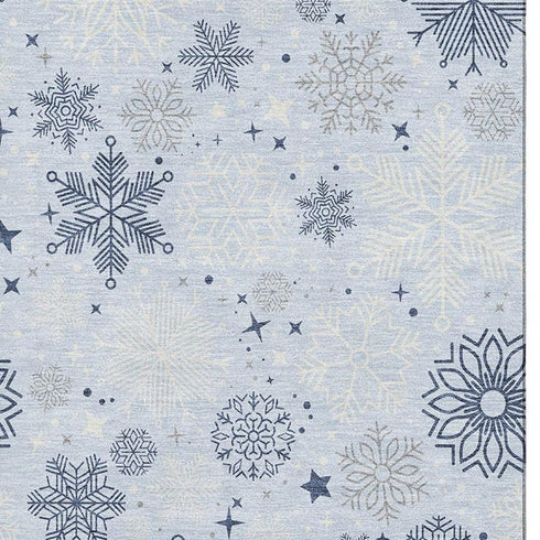 8' X 10' Sky Blue And Ivory Abstract Geometric Washable Area Rug With UV Protection