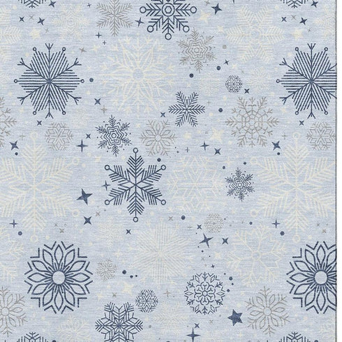 8' X 10' Sky Blue And Ivory Abstract Geometric Washable Area Rug With UV Protection