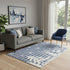 5' X 8' Blue Ivory And Gray Gingham Washable Area Rug With UV Protection