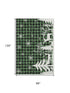8' X 10' Green Black And Ivory Gingham Washable Area Rug With UV Protection