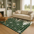 8' X 10' Green Black And Ivory Gingham Washable Area Rug With UV Protection