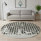 8' Taupe Black And Ivory Gingham Washable Round Rug With UV Protection