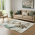 5' X 8' Beige Blue And Ivory Geometric Washable Area Rug With UV Protection