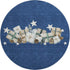 8' Navy Blue Beige And Ivory Geometric Washable Round Rug With UV Protection
