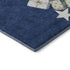 8' Navy Blue Beige And Ivory Geometric Washable Round Rug With UV Protection