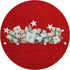 8' Red Beige And Ivory Geometric Washable Round Rug With UV Protection