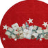 8' Red Beige And Ivory Geometric Washable Round Rug With UV Protection