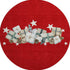 8' Red Beige And Ivory Geometric Washable Round Rug With UV Protection