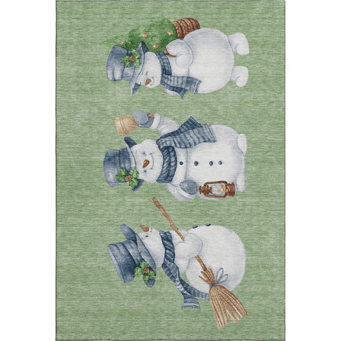 8' X 10' Artichoke Green Blue And Brown Geometric Washable Area Rug With UV Protection