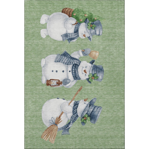8' X 10' Artichoke Green Blue And Brown Geometric Washable Area Rug With UV Protection