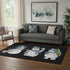 5' X 8' Black Blue And Brown Geometric Washable Area Rug With UV Protection