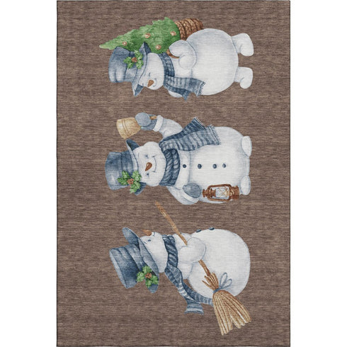 5' X 8' Brown Blue And Green Geometric Washable Area Rug With UV Protection