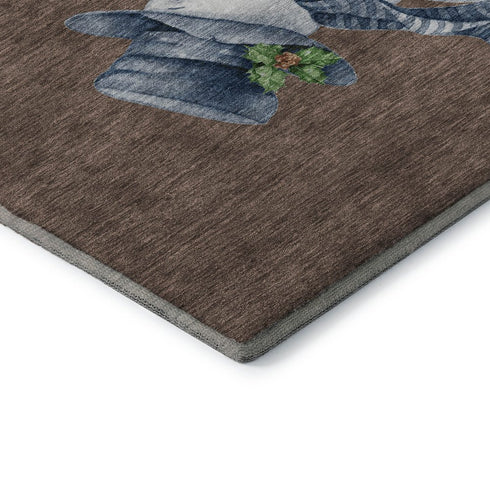 5' X 8' Brown Blue And Green Geometric Washable Area Rug With UV Protection