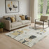 5' X 8' Beige Gold And Gray Floral Washable Area Rug With UV Protection