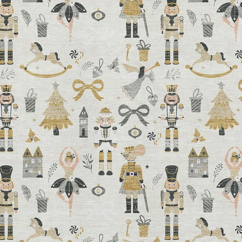 5' X 8' Ivory Gold And Gray Floral Washable Area Rug With UV Protection