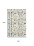 8' X 10' Ivory Gold And Gray Floral Washable Area Rug With UV Protection