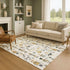 8' X 10' Ivory Gold And Gray Floral Washable Area Rug With UV Protection