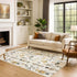 8' X 10' Ivory Gold And Gray Floral Washable Area Rug With UV Protection