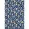 5' X 8' Navy Blue Gold And Gray Floral Washable Area Rug With UV Protection