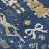 5' X 8' Navy Blue Gold And Gray Floral Washable Area Rug With UV Protection