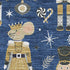 5' X 8' Navy Blue Gold And Gray Floral Washable Area Rug With UV Protection