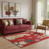 5' X 8' Red Gold And Gray Floral Washable Area Rug With UV Protection