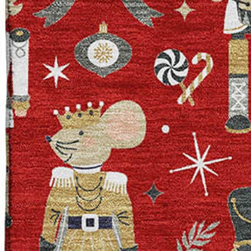5' X 8' Red Gold And Gray Floral Washable Area Rug With UV Protection