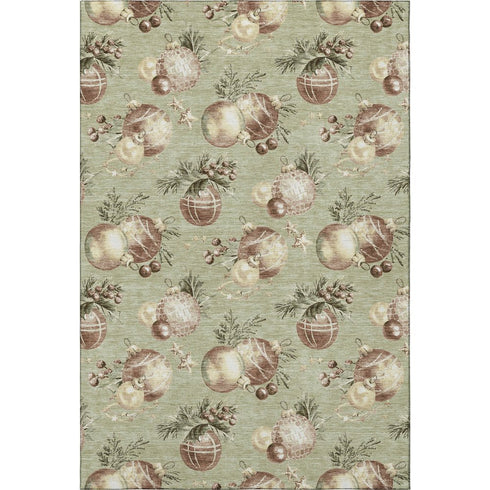 8' X 10' Artichoke Green Brown And Beige Polka Dot Washable Area Rug With UV Protection