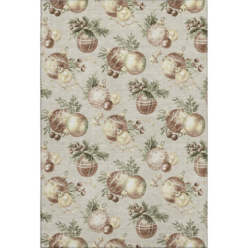 5' X 8' Beige Brown And Ivory Polka Dot Washable Area Rug With UV Protection