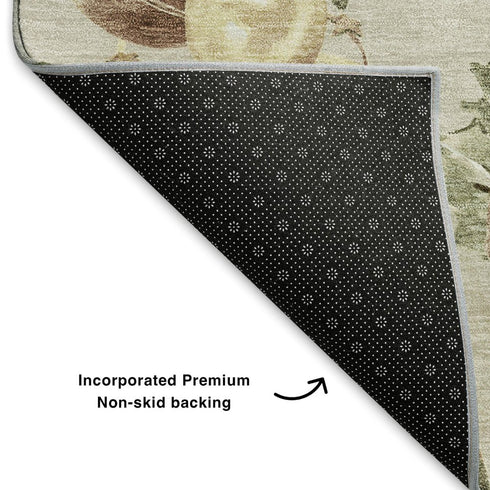 5' X 8' Beige Brown And Ivory Polka Dot Washable Area Rug With UV Protection