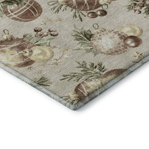 5' X 8' Beige Brown And Ivory Polka Dot Washable Area Rug With UV Protection