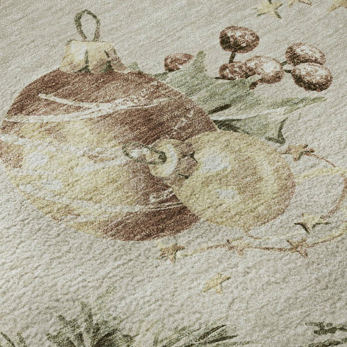 5' X 8' Beige Brown And Ivory Polka Dot Washable Area Rug With UV Protection