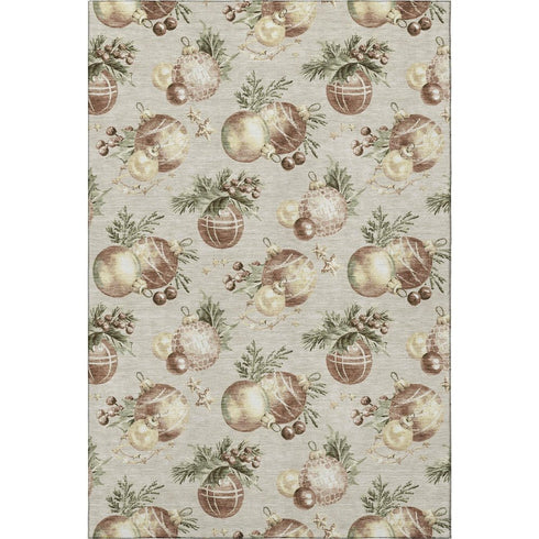 5' X 8' Beige Brown And Ivory Polka Dot Washable Area Rug With UV Protection