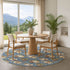 8' Denim Blue Brown And Beige Polka Dot Washable Round Rug With UV Protection