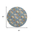 8' Denim Blue Brown And Beige Polka Dot Washable Round Rug With UV Protection