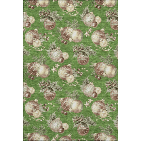 5' X 8' Green Brown And Beige Polka Dot Washable Area Rug With UV Protection