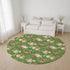 8' Green Brown And Beige Polka Dot Washable Round Rug With UV Protection