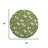 8' Green Brown And Beige Polka Dot Washable Round Rug With UV Protection
