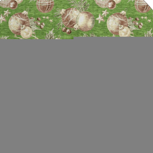 8' Green Brown And Beige Polka Dot Washable Round Rug With UV Protection