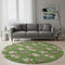 8' Green Brown And Beige Polka Dot Washable Round Rug With UV Protection