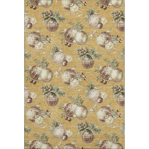 9' X 12' Gold Brown And Beige Polka Dot Washable Area Rug With UV Protection