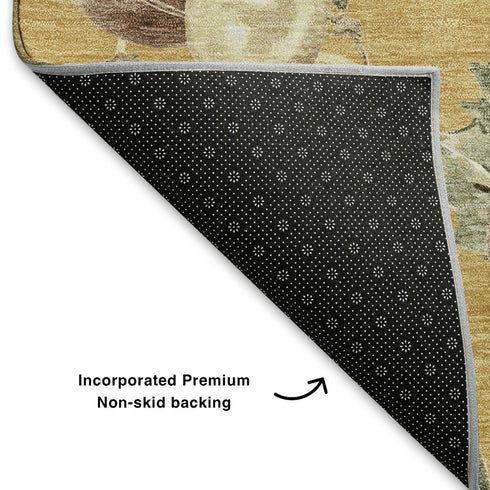 9' X 12' Gold Brown And Beige Polka Dot Washable Area Rug With UV Protection