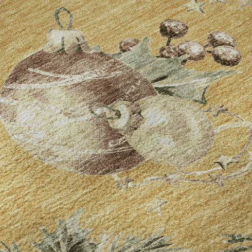 9' X 12' Gold Brown And Beige Polka Dot Washable Area Rug With UV Protection