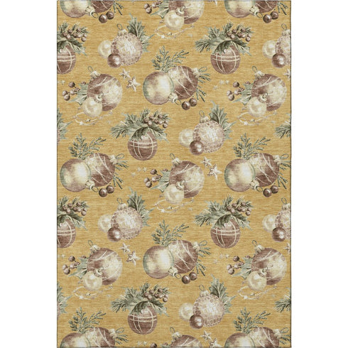 9' X 12' Gold Brown And Beige Polka Dot Washable Area Rug With UV Protection