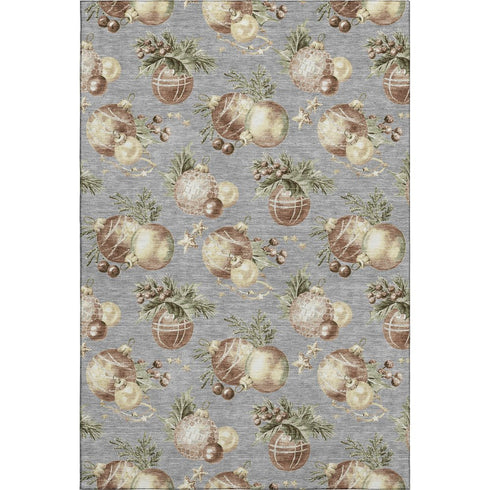 5' X 8' Gray Brown And Beige Polka Dot Washable Area Rug With UV Protection