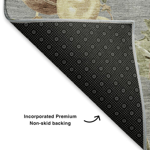 5' X 8' Gray Brown And Beige Polka Dot Washable Area Rug With UV Protection