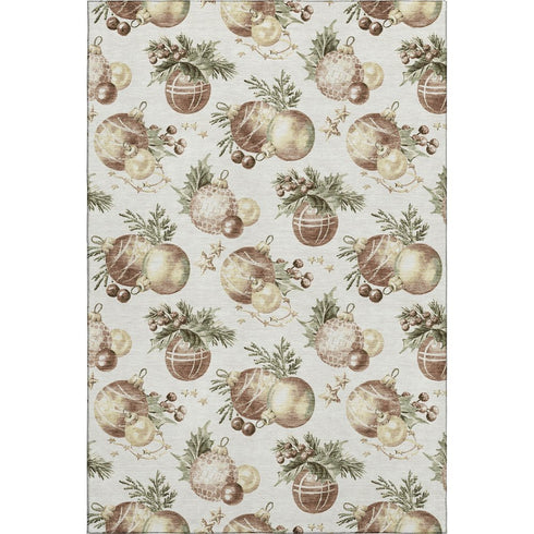 8' X 10' Ivory Brown And Beige Polka Dot Washable Area Rug With UV Protection