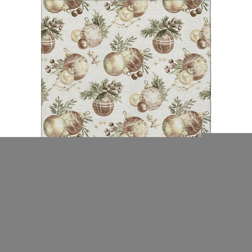 8' X 10' Ivory Brown And Beige Polka Dot Washable Area Rug With UV Protection