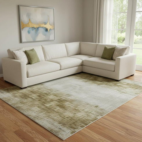 8' X 10' Beige And Ivory Geometric Washable Area Rug With UV Protection